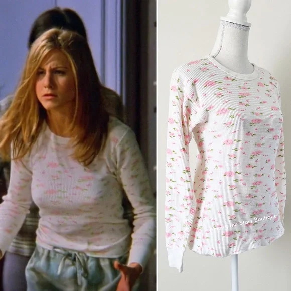 Rare Vintage 90s Dainty Floral Long Sleeve Thermal ASO Rachel Green in Friends - Picture 3 of 11